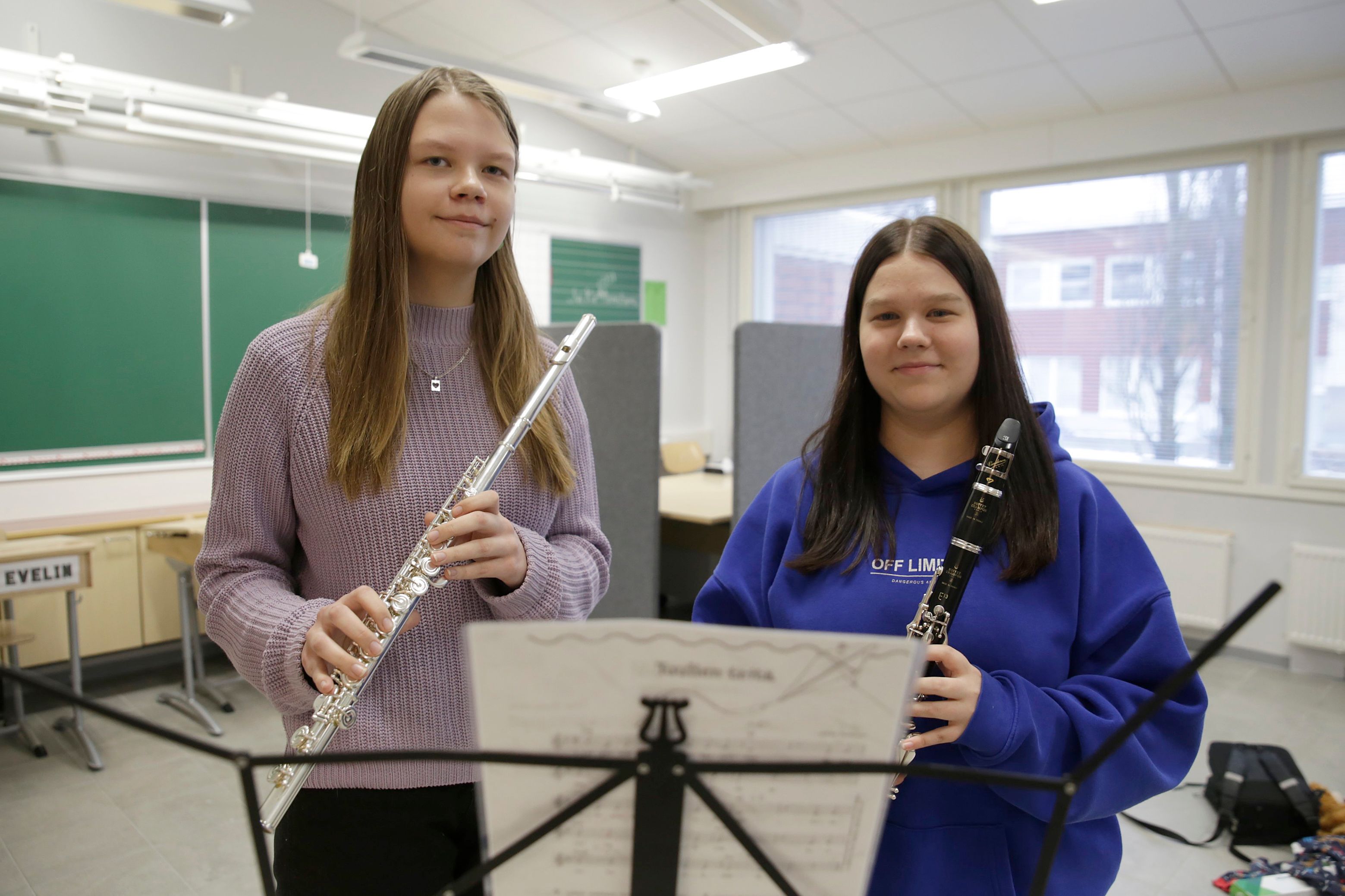 huilisti ja klarinetisti orkesterileirillä